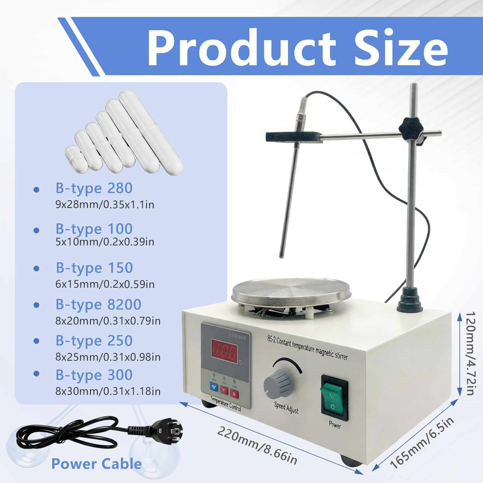BRGD Unidades de Agitadores Magnéticos, 250W Mezclador de Placa Caliente con 6 Agitadores Magnéticos para Universidades, Laboratorios de Investigación y Escuelas