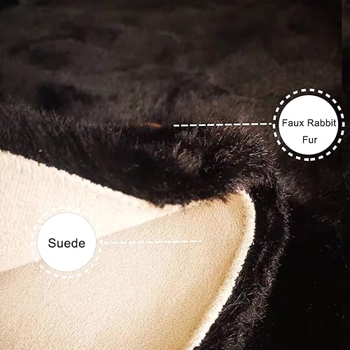 Miniatura 3 de Ghouse Alfombra ultrasuave de piel sintética de conejo, lavable a máquina, para dormitorio, sala de estar, alfombra de pasillo de piel de oveja que