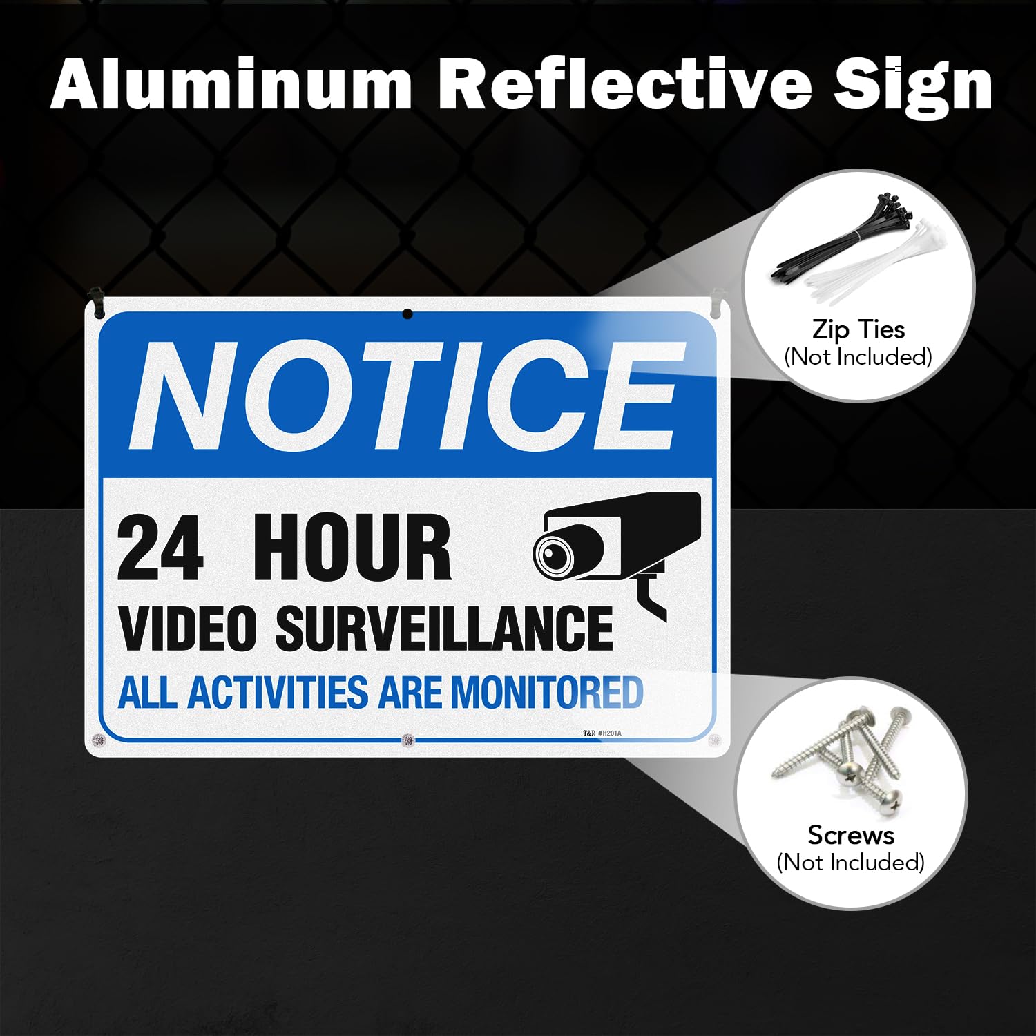 Video Surveillance Sign, All Activities Are Monitored - 1 Pack - 10 x 14 Inches Rust Free .040 Aluminum Reflective - UV Protected, Waterproof, Weatherproof and Fade Resistant - 4 Pre-drilled Holes — Amazon image 6