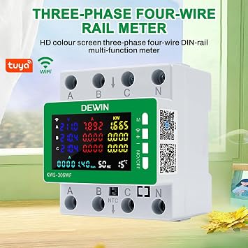 Electricity Meter 3 Phase 9 in 1 WLAN Tuya Smart Meter Digital Electricity Three Phase Current Meter AC 85-290V 0-80A Counter KWh Counter Ammeter