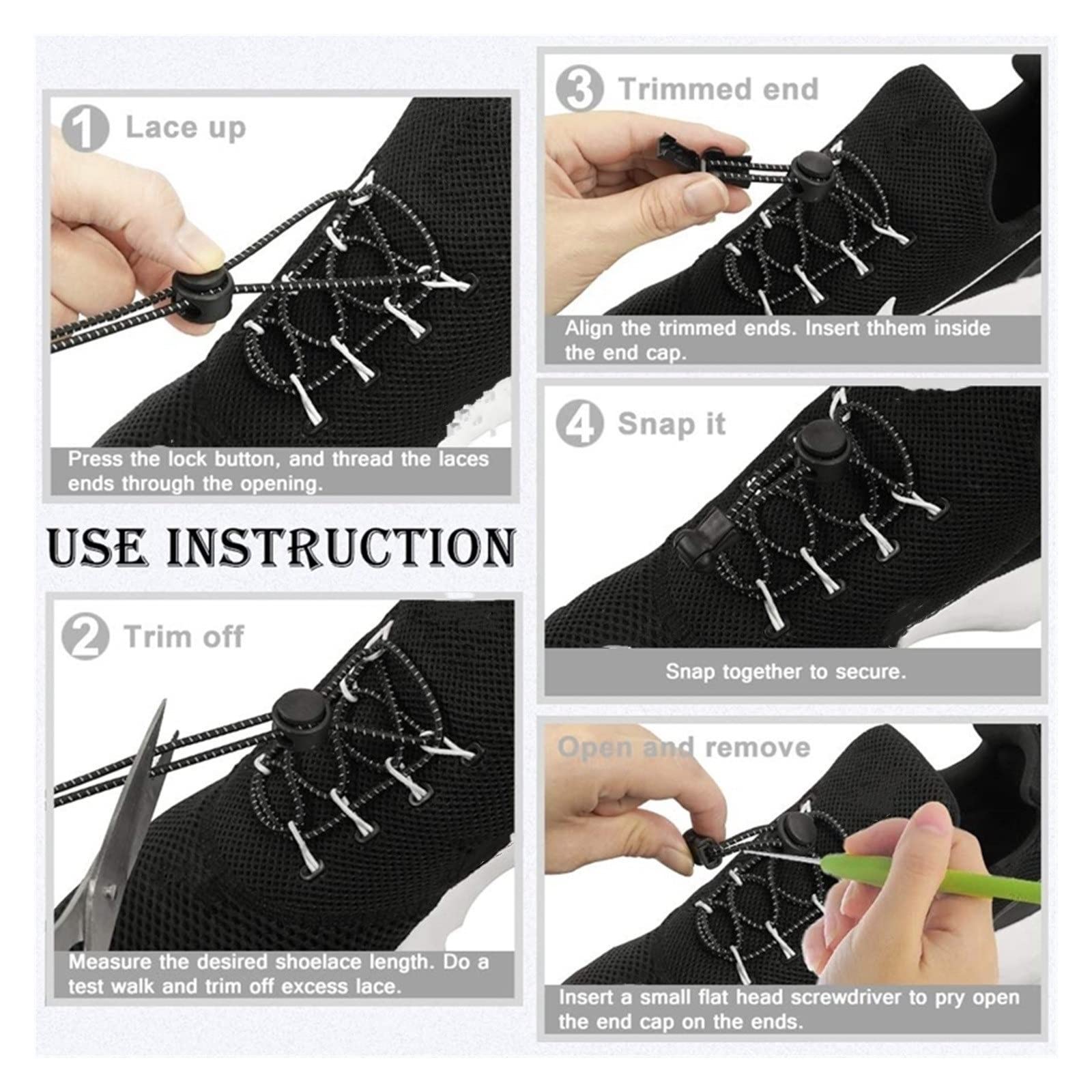 scarpe da lavoro, Lacci elastici for scarpe da ginnastica e da ginnastica con dispositivo di bloccaggio, 23 colori, 100 cm, 1 paio