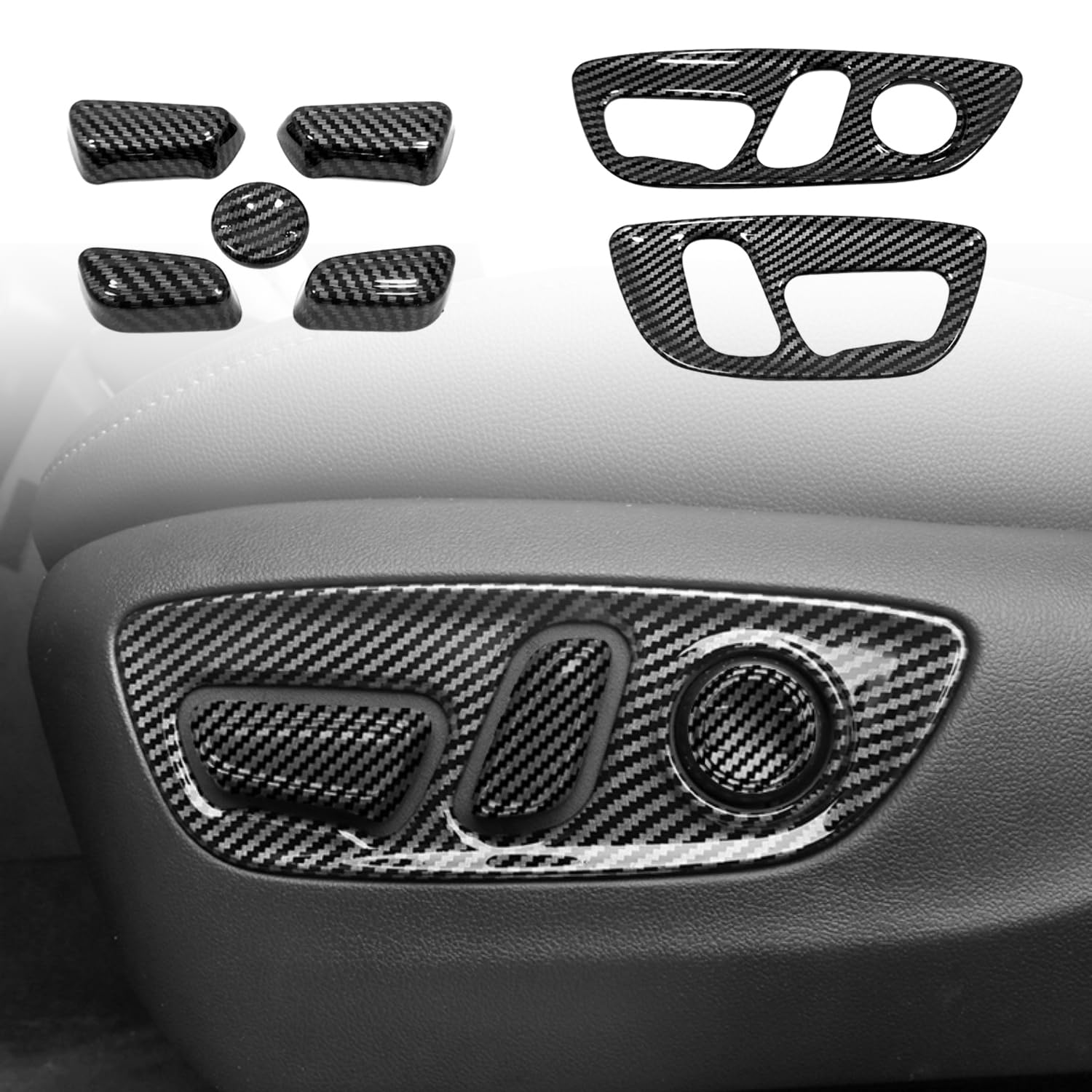 HIGH FLYING for Toyota RAV4 2019-2025, Grand Highlander 2024 2025 Car Inner Accessories Decorative Overlays Cover Trims ABS 7pcs (Seat Switch Button)