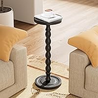 Vista 2 de Mesa auxiliar pequeña de madera de caucho, mesas auxiliares redondas de madera maciza para espacios pequeños, mesas de Martini, mesa de bebida