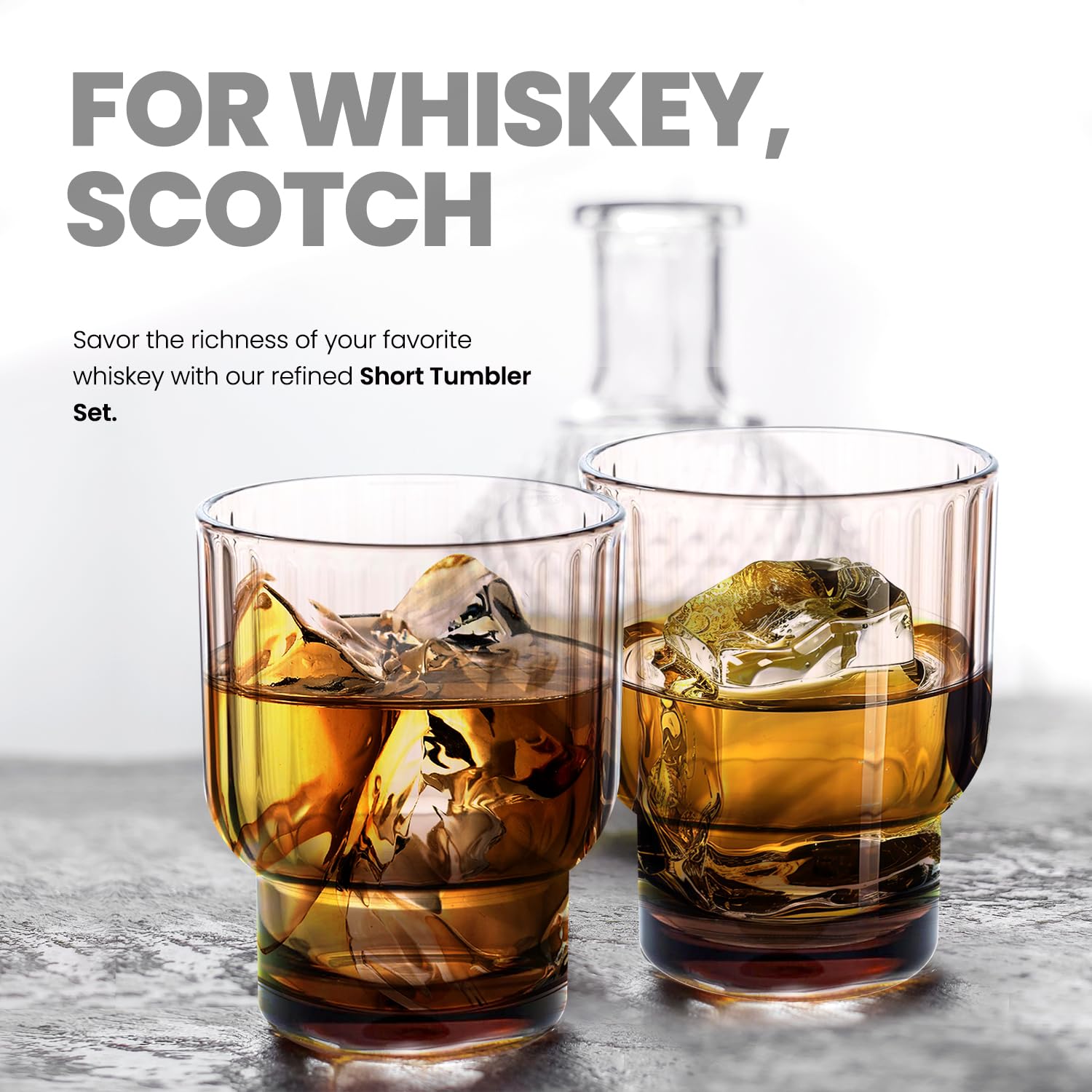 bzyoo Serenity Kurzbecher-Set, 4-teilig, BPA-frei, bruchsicherer, lebensmittelechter Kunststoff, langlebige Cocktailgläser für Whiskey, Scotch und kalte Getränke, 370 ml