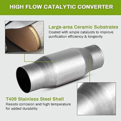 Miniatura 4 de Convertidor catalítico universal de entrada y salida de 2 pulgadas/2.25 pulgadas/2.5 pulgadas/3 pulgadas, convertidor de encaje directo, acero