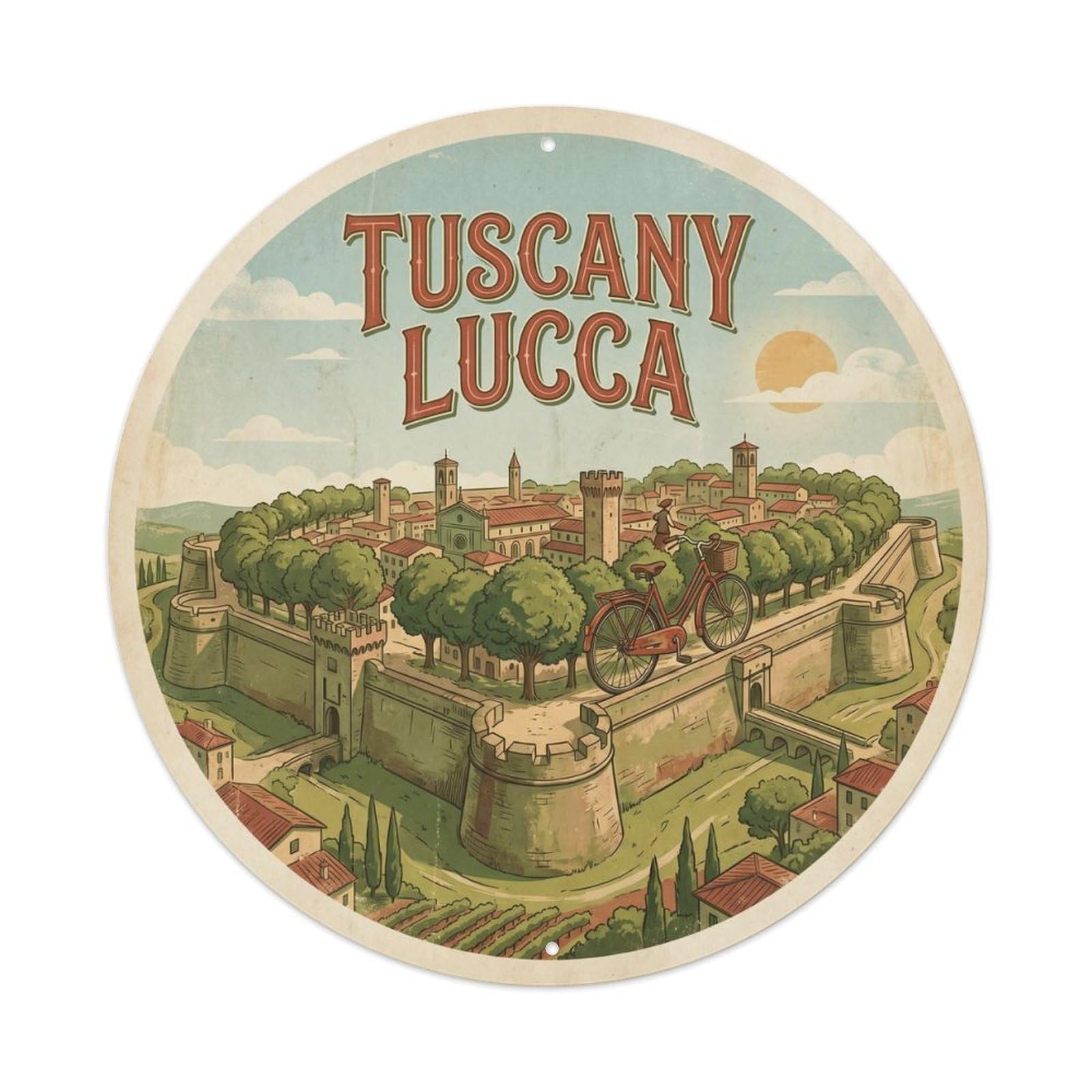 Tuscany Italy Lucca Heritage City Travel Classic Metal Tin Sign