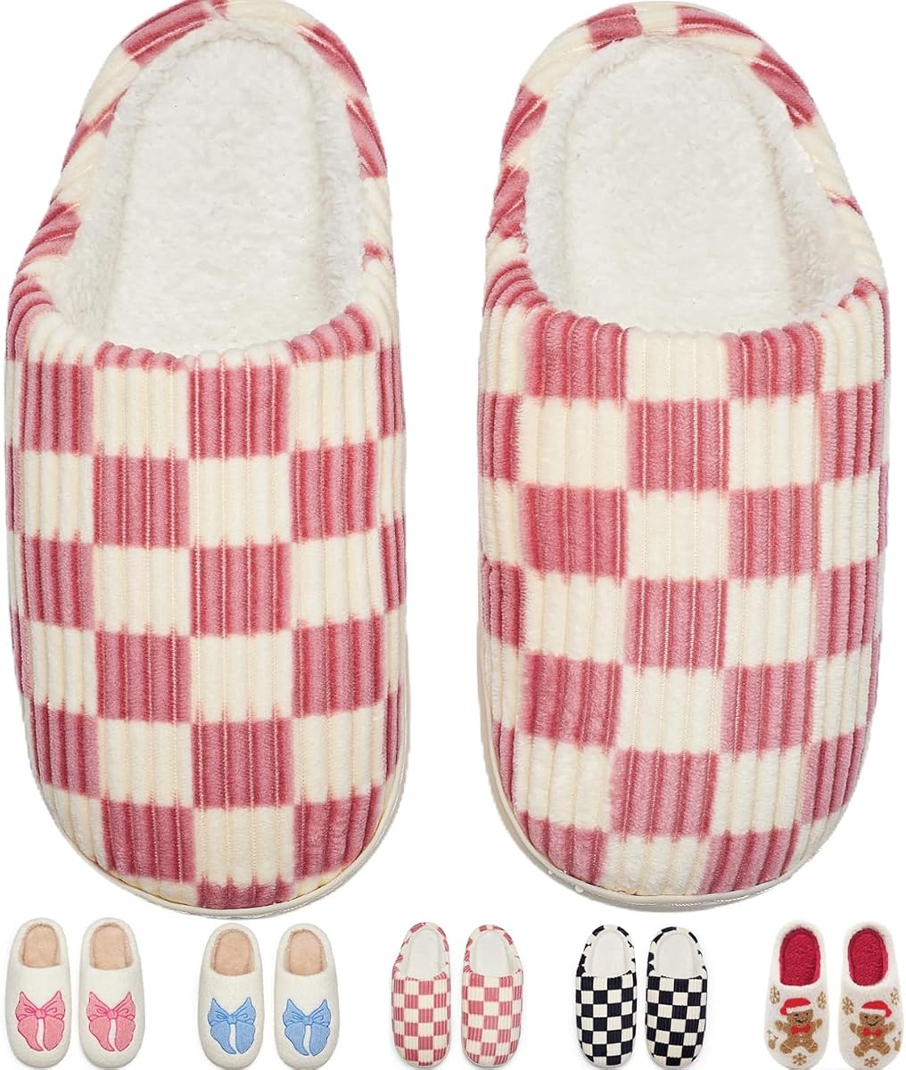 Cute Bow House Slippers with Memory Foam Non-Slip Indoor Outdoor