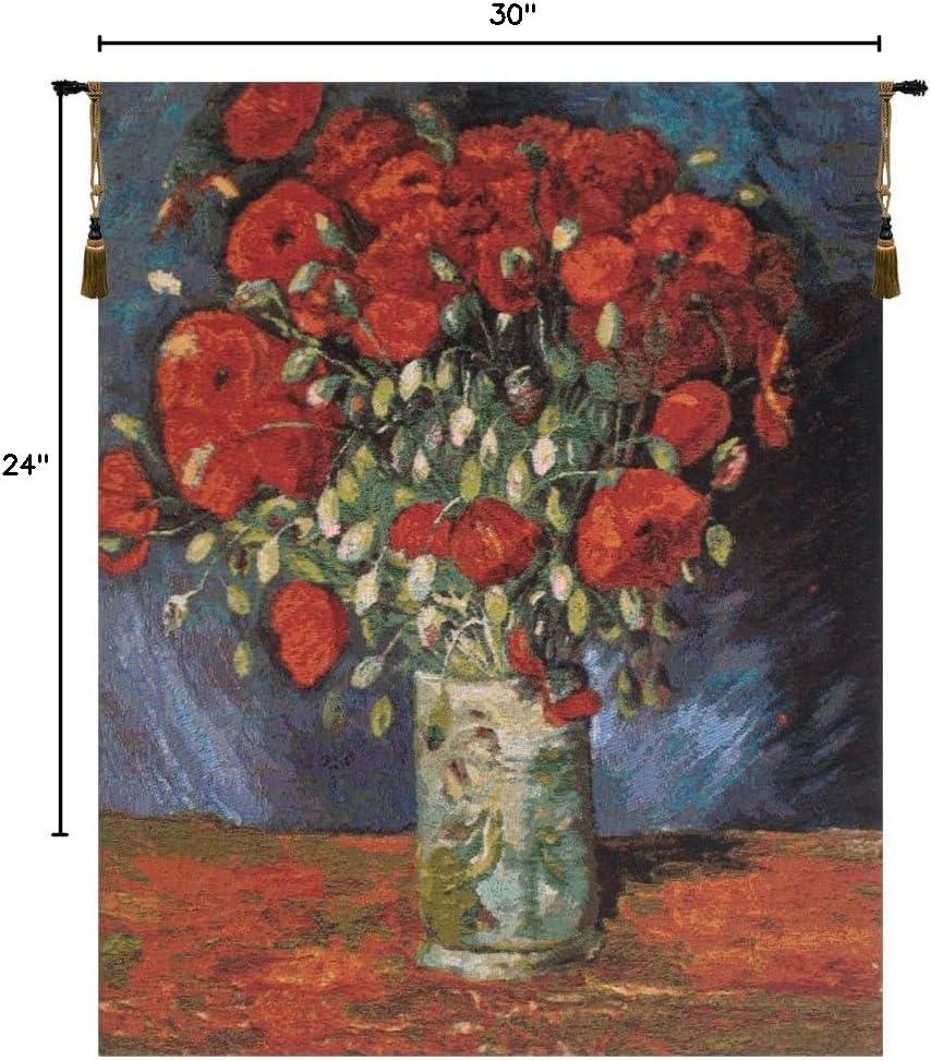Poppy Flowers Belgian Tapestry Wall Hanging - 24 in. x 30 in. Cotton/Acrylic/Wool/Polyester by Vincent Van Gogh