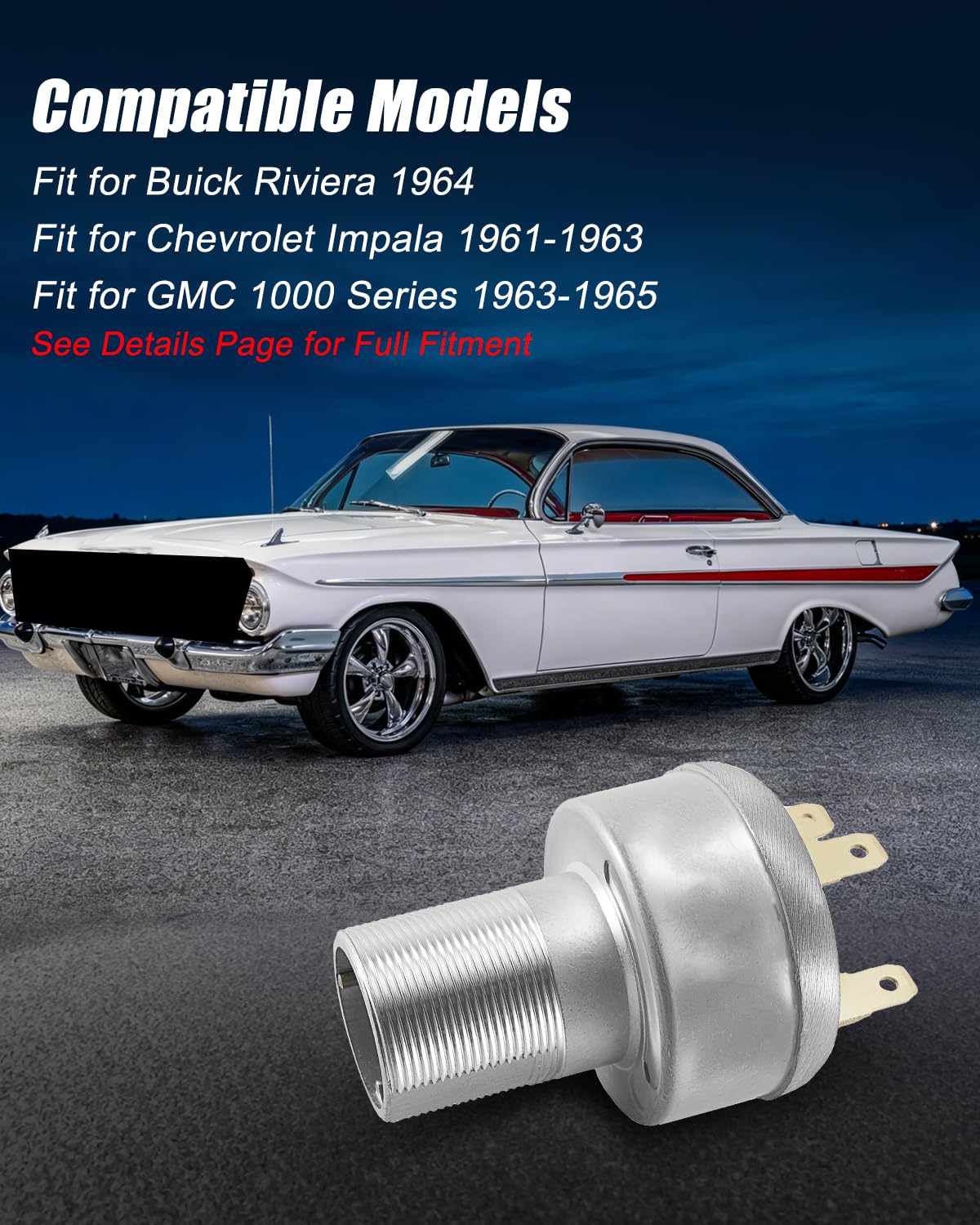 1116592 Ignition Starter Switch Fit for Chevrolet Impala Bel Air Biscayne 1961 1962 1963 Fit for Buick Special Lesabre 1964 Replace 1116610 1116625 1116635 1116639