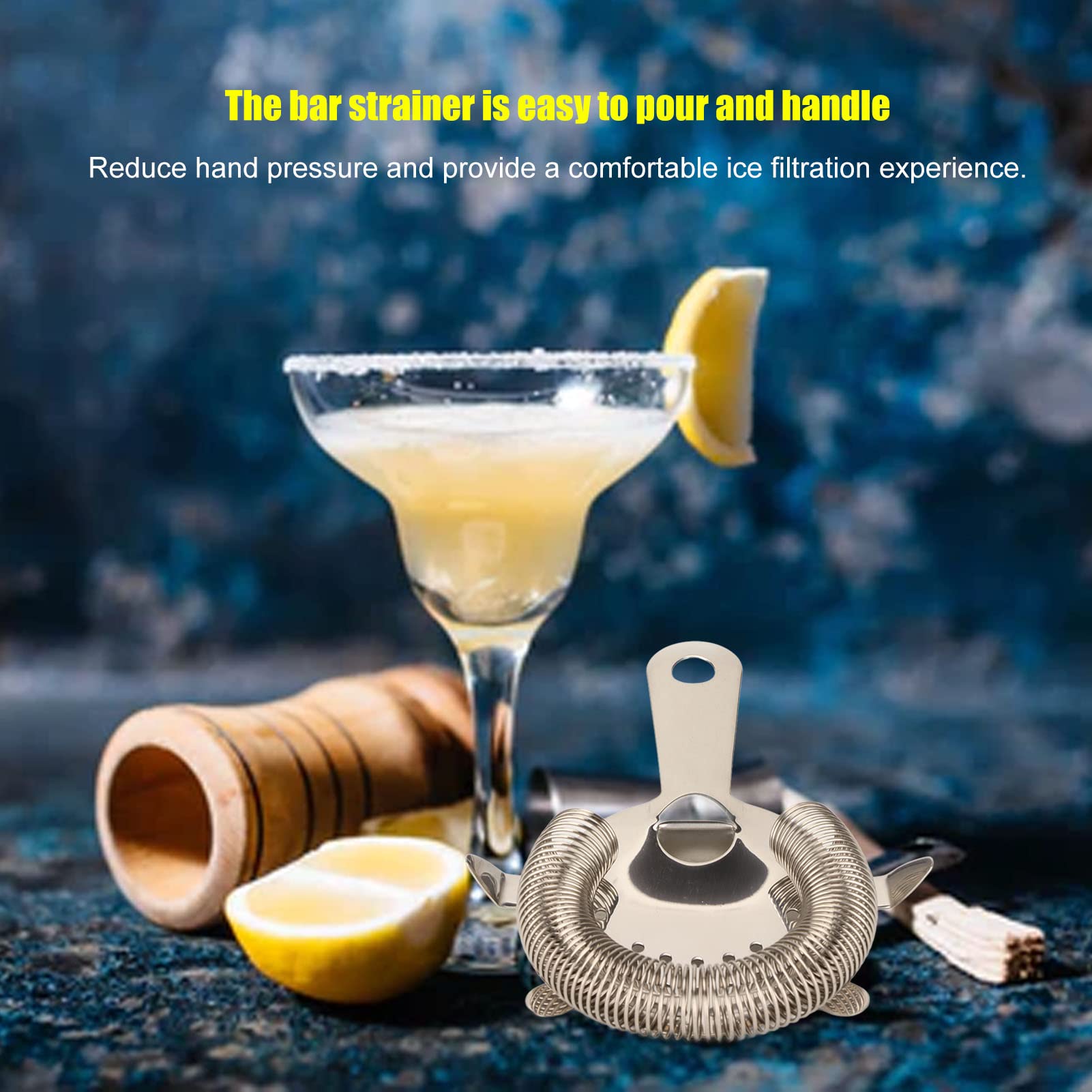 Stainless Steel Cocktail Strainer, Multifunctional Fine Mesh Sifter Cocktail Drink Strainer with Spring, Bartender Tool for Filtering Ice Cubes Mixed Fruit