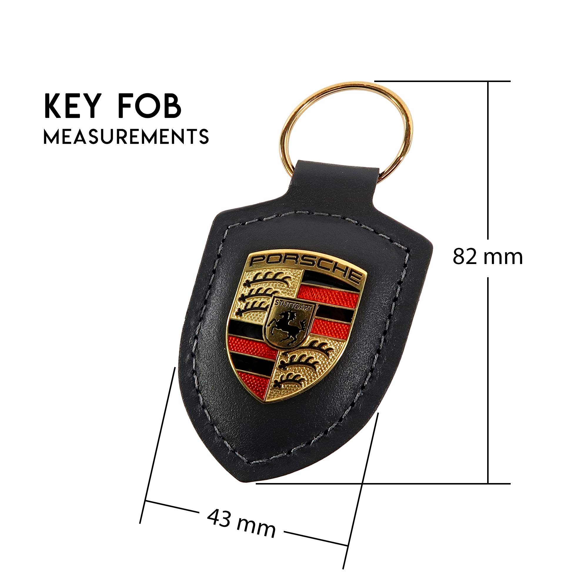 ORIGINAL Porsche Schlüsselanhänger SCHWARZ Leder mit Wappen WAP0500900E
