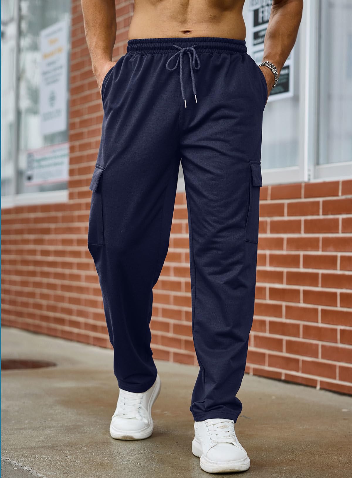 Halfword Sportivi Pantaloni Uomo Cargo Jogging Tuta Lunghi Cotone Chandal Allenamento Coulisse Tasche Casual Sportswear