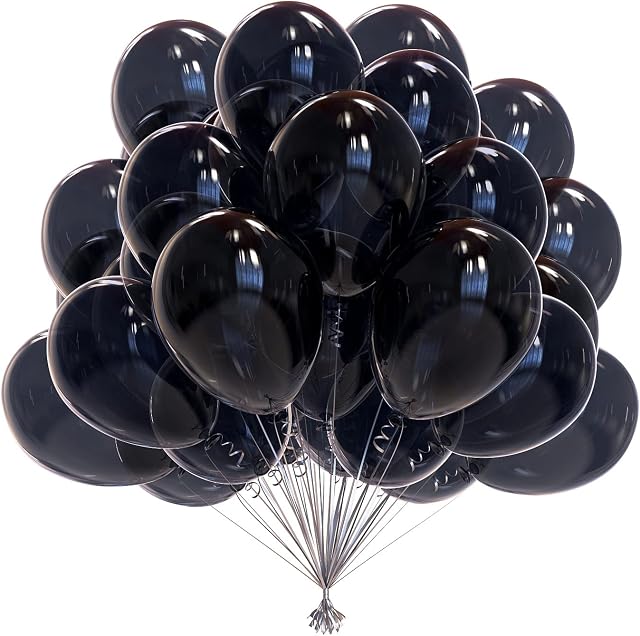 OWill Black Balloons,50 pcs 10 Inch Black Balloons, Black Balloons Latex Balloons for Wedding, Birthday,Party Decorations