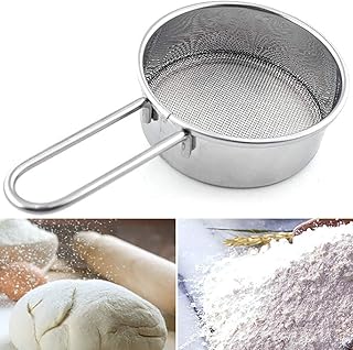Stainless Steel Strainer with Long Handle, Flour Sieve Mini Small Flour Sifter Drainer for Baking, Powder, Sugar and Coffee Pastas Tea Strainer - Diameter 2.5 Inch