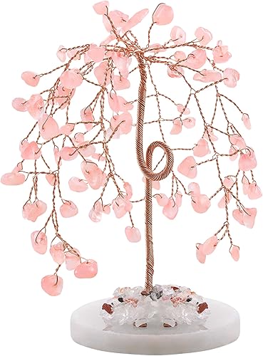 ZHIYUXI Accesorios de escritorio rosa para decoración de oficina, cristales de cuarzo rosa, regalos para hombres y mujeres, piedras preciosas,