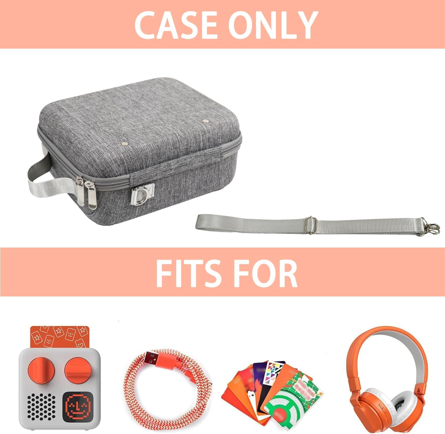 Hard Case Compatible with Yoto Mini Audio Music Player and Yoto Headphone, Travel Storage Case Holder for 80 Yoto Cards (Grey)