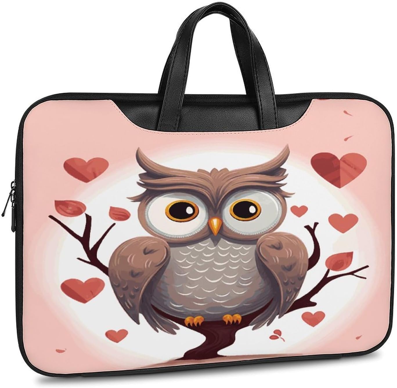 Owl Lover 42x30.5cm Black-style Laptop Bag Leather Tablet Computer Briefcase Large Capacity Work Business Tote Bags for Office