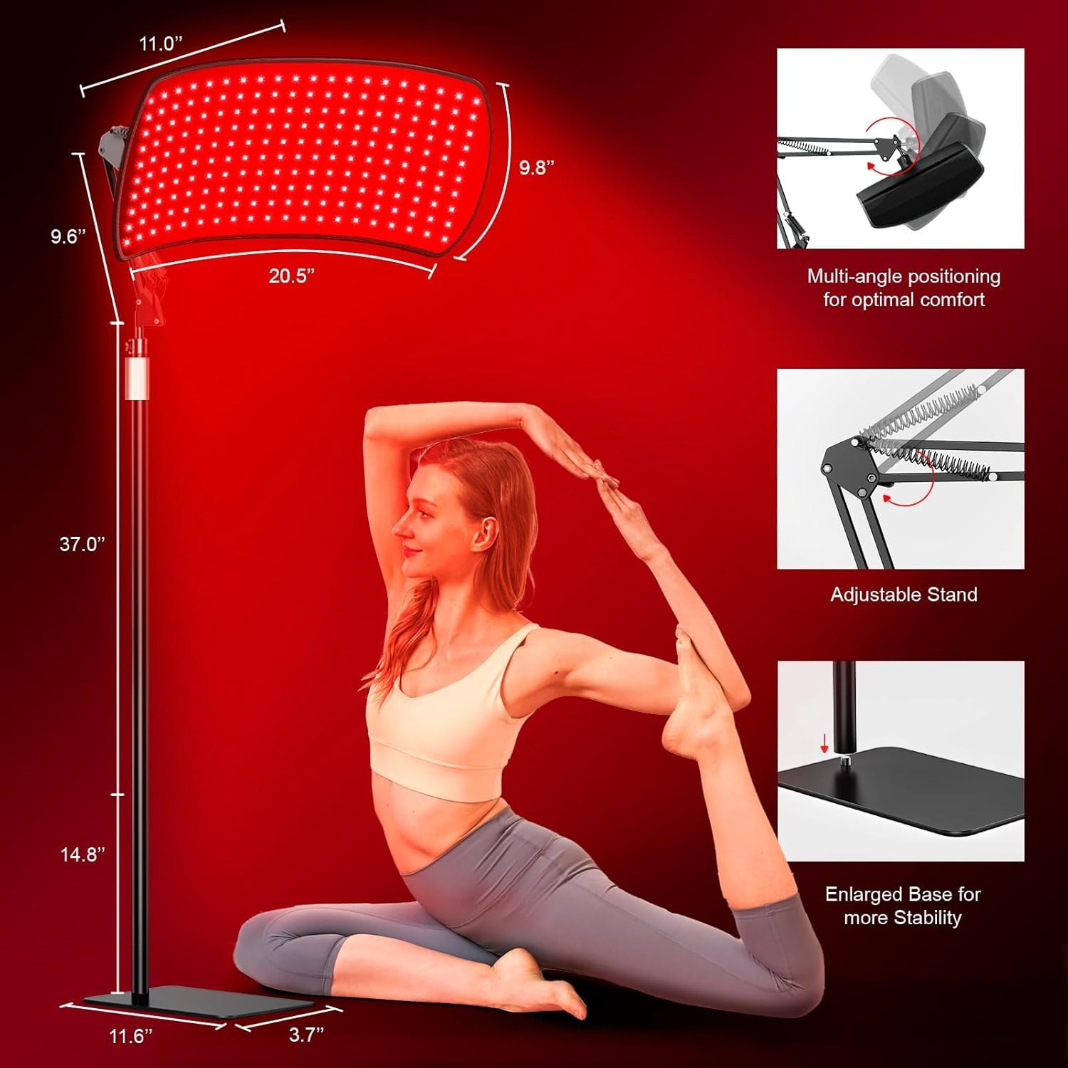 Red Light Therapy for Body Face, Red Light Lamp Device with Belt, Upgraded 3 in1 Chips 200 LED 660nm 850nm Near Infrared Light Therapy Panel with Remote Control & Timer for Full Body Relief, Skin Care - Image 8
