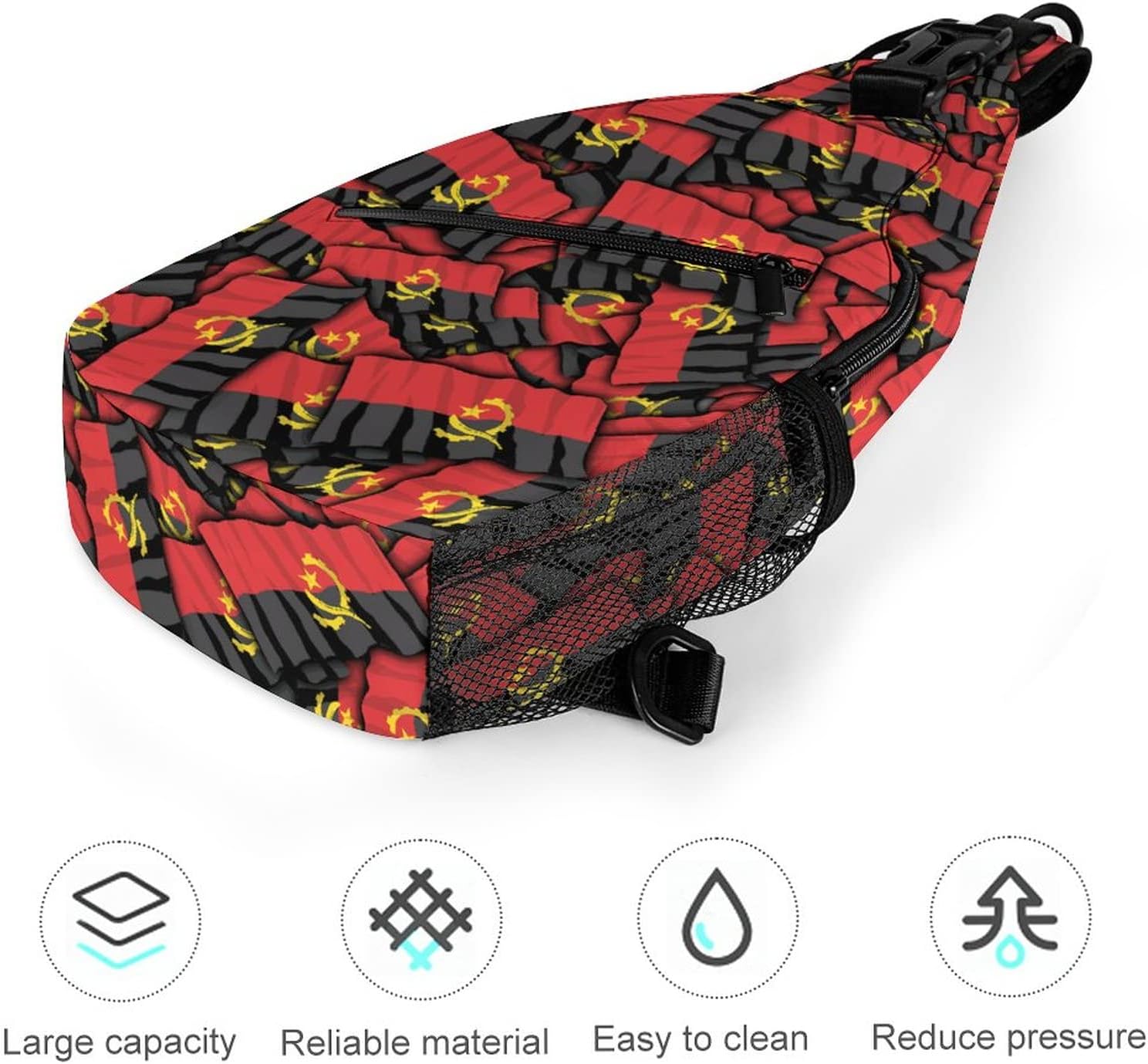 Linkasi Angola Flag Sling Bag Chest Backpack Messenger Bag for Travel Hiking