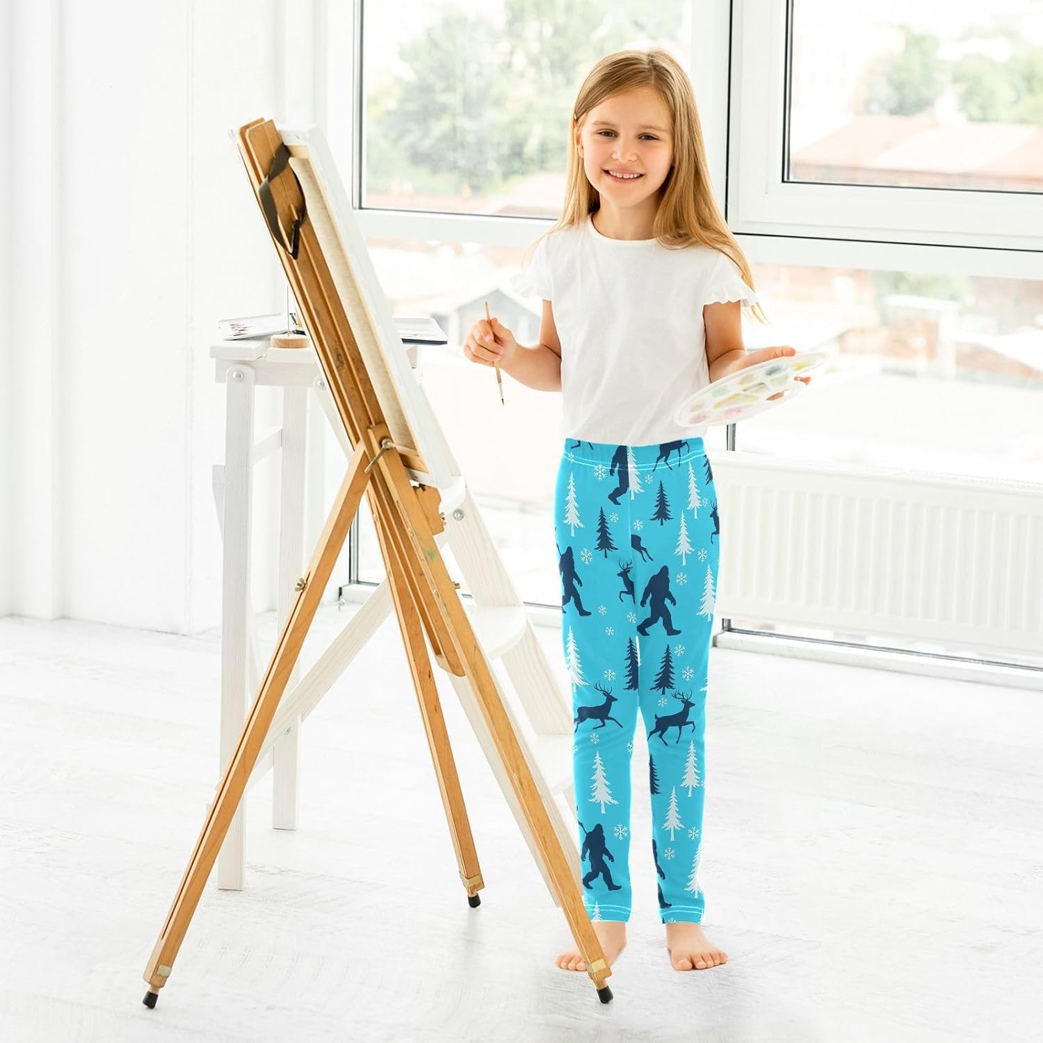 Stretch Leggings for Girls Blue Gorilla