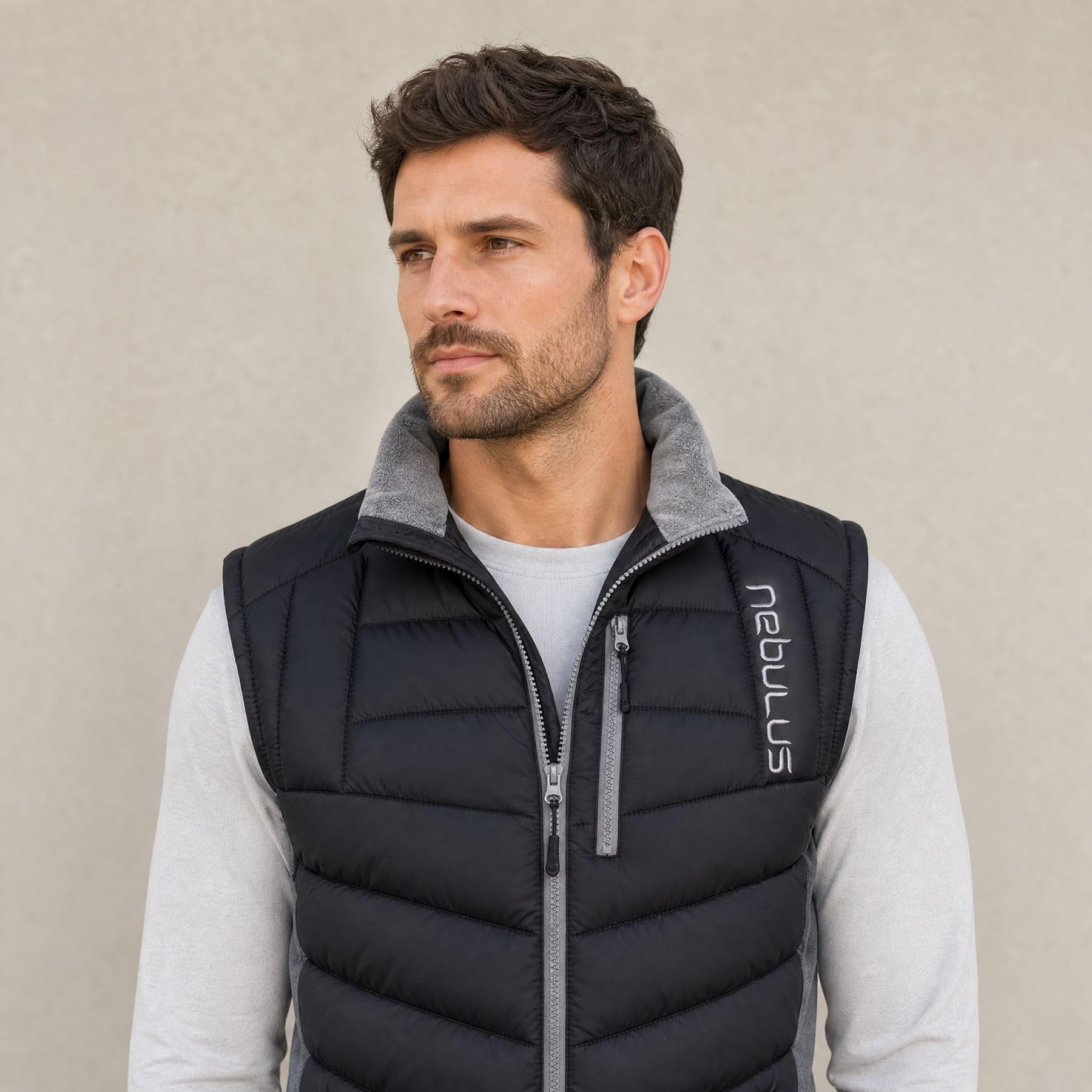 Nebulus Herren Weste REVIVAL, warme Weste, mit langem Full-Zip Reißverschluss