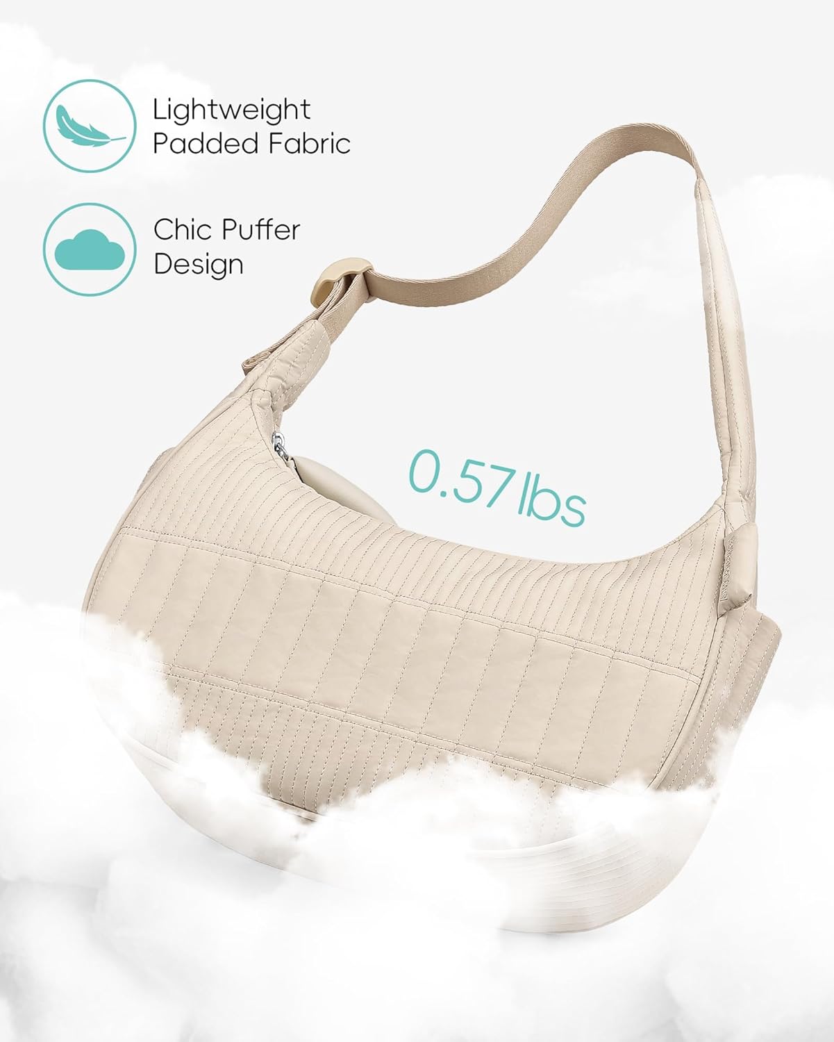 HomemeDiary Crescent Shoulder Bag for Women, Lightweight Puffy Quilted Purses Small Puffer Shoulder Handbags for Travel