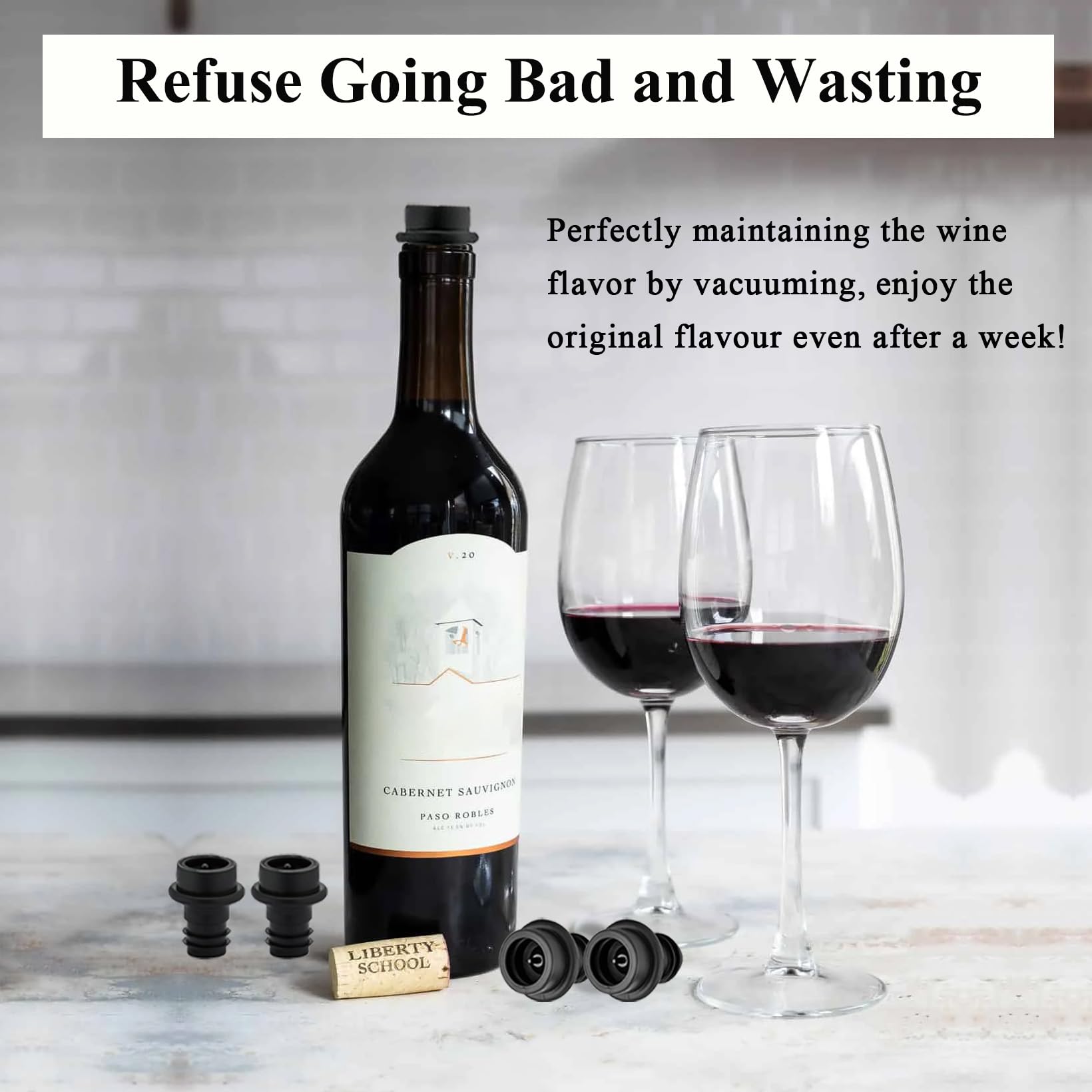 8 tapones de vacío para vino, mantiene el vino fresco hasta 7 días, 8 tapones de vacío, bomba de vino y tapón de vacío de vino, reutilizables para guardar vino, tapones de vino para botellas de vino 2