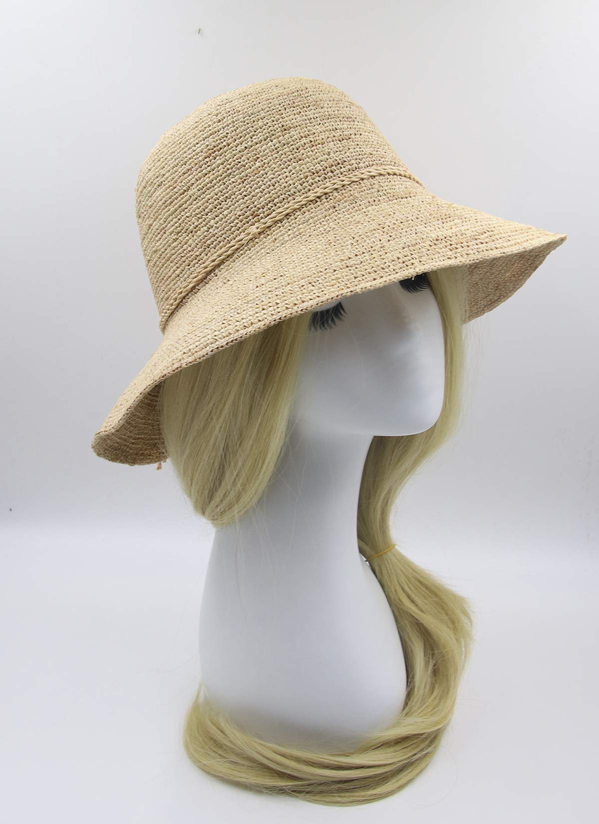 Sombreros de pescador para mujer, sombrero de paja para el sol de la playa de verano, Natural 5