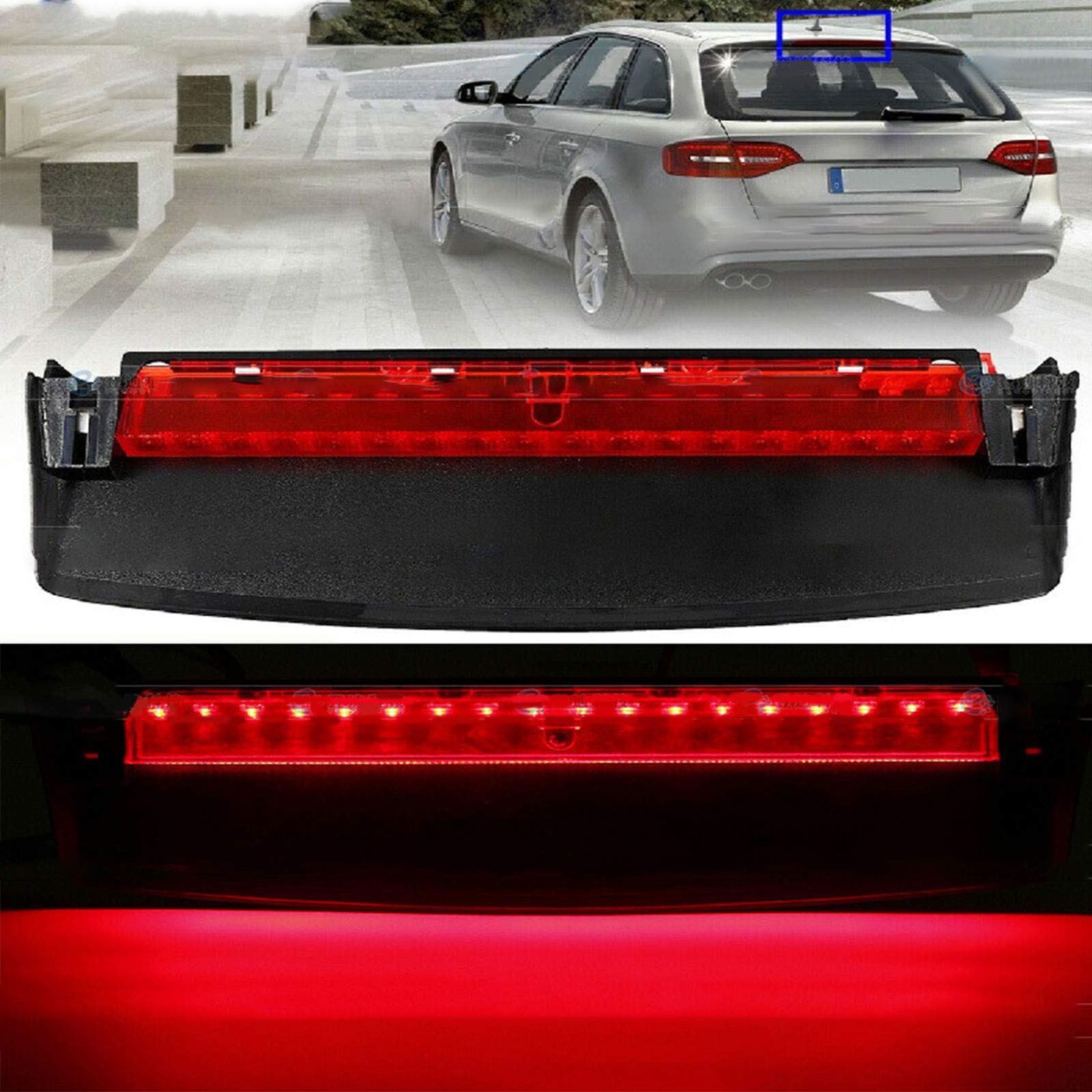 panthem Tercera luz de freno, lente roja LED central alta luz de estacionamiento de repuesto para A-udi A4 B8 Sedan 2008-2015 8K5945097