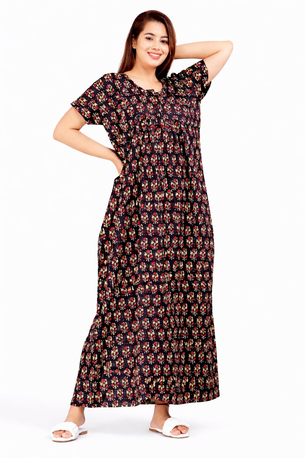harvik international Women's Cotton Printed Feeding & Maternity Nighty | Soft Comfortable Nursing Maxi Gown for for Pregnancy | Front Zip Feeding Sleepwear Dress |NT15025-picture-25