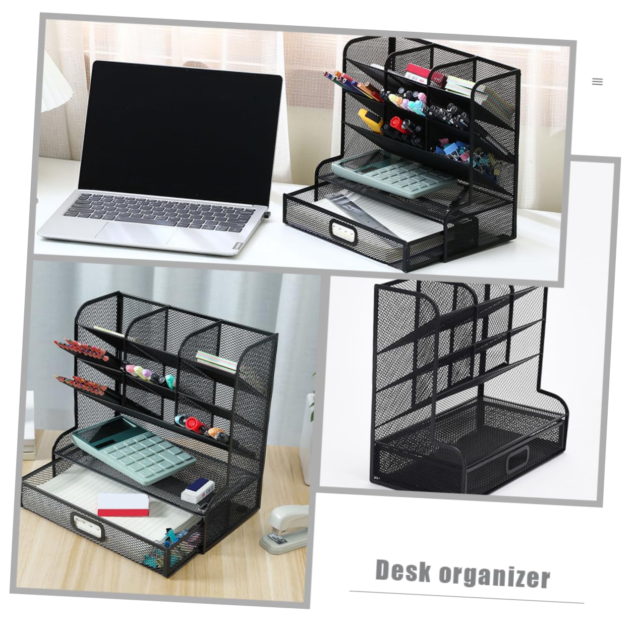 Metallischer Schreibtisch Organizer Mit Mehreren Fächern Eleganter Stiftehalter Und Aufbewahrungsbox Für Bürobedarf Für Desktop-organisation Schwarz