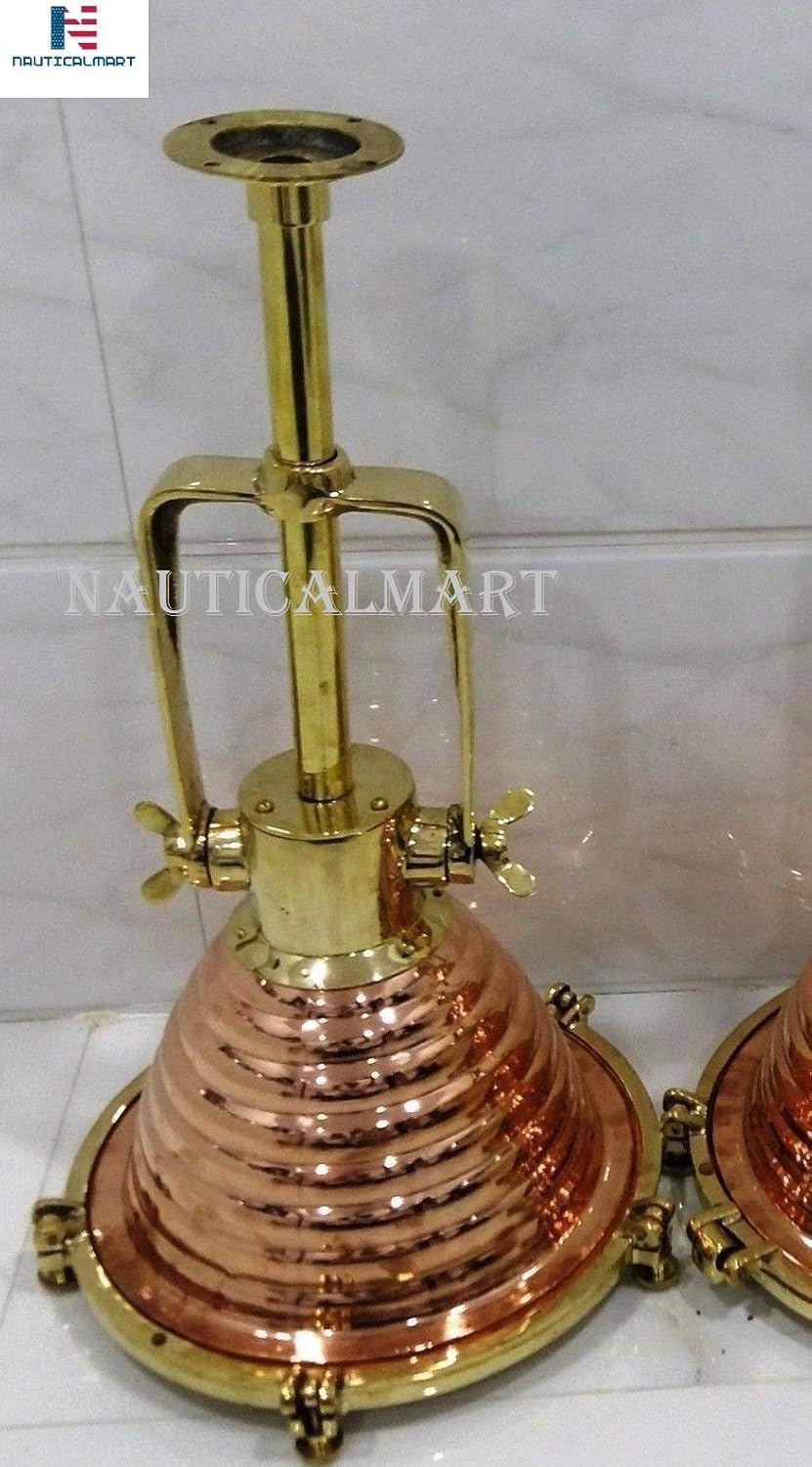NauticalMart Nautical Marine Hanging Ceiling Pendant Deck Brass & Copper Light 1PCS