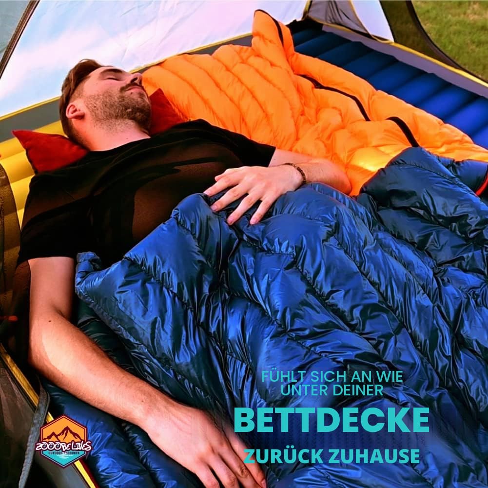 ZOOOBELIVES Alplive T400 Ultraleichter Daunenschlafsack für Rucksackreisen, 800 ml, ultrakompakt, 650 Füllkraft, Umschlagschlafsack für Wandern, Camping und Hinterland, leicht und komprimierbar