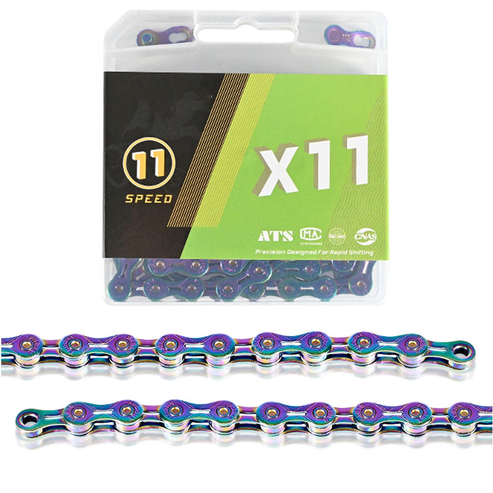 Catena per bicicletta, catena di velocità，catena Catena for bicicletta elettroplaccata da 9-12 velocità 116L - Catena for bici da strada e MTB resistente for la maggior parte delle biciclette(Color el