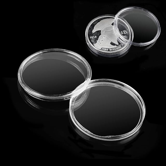 Prasacco 20 Pcs 40mm Coin Capsules Clear Plastic Coin Holders Coin Case for Coin Collection Supplies