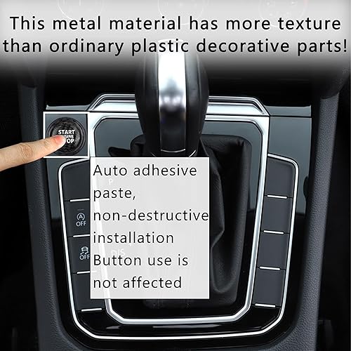 Miniatura 6 de Cubierta de botón de arranque para automóvil compatible con Audi, cubierta de botón de arranque de motor de aluminio fresco con anillo de metal para