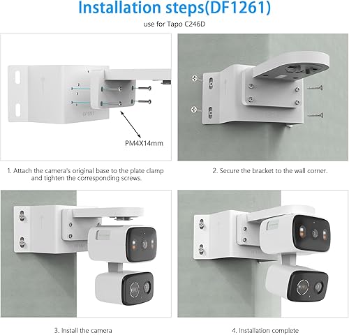 Miniatura 7 de Soporte de pared de esquina compatible con cámara de seguridad Tapo C246DC236C216C113C420C400C400 KITC460, fácil instalación con posicionamiento