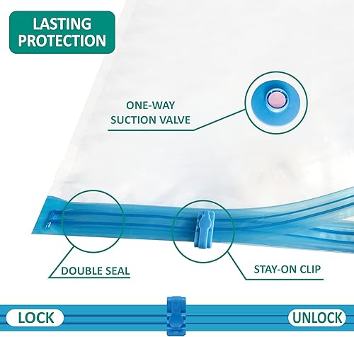 Miniatura 7 de Cozy Essential 6 bolsas de almacenamiento al vacío jumbo, bolsas de almacenamiento de compresión para edredones y mantas, bolsas selladoras al vacío