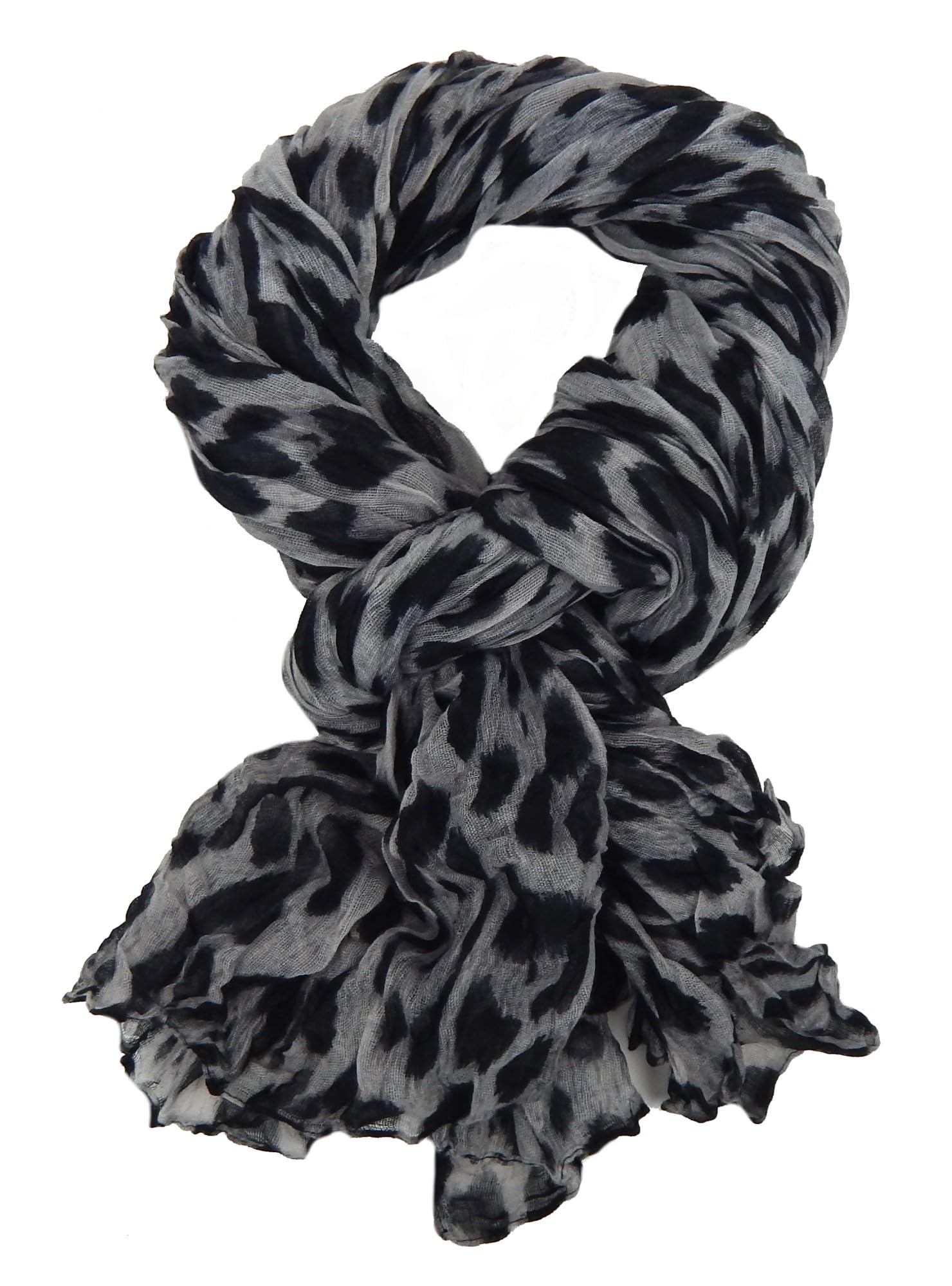 Ella Jonte Women's Lightweight Scarf Leopard Beige Grey or Brown Animal Print, gray, One size