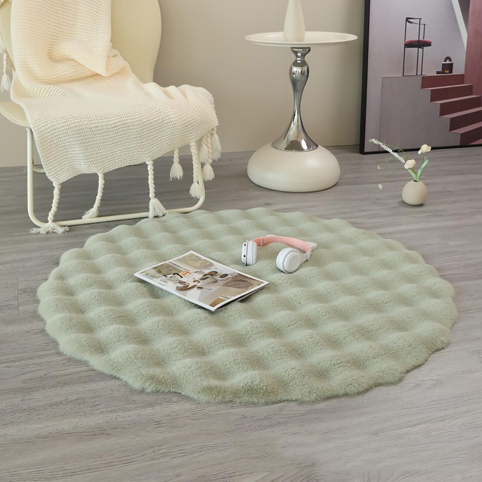 Tapis aspect fourrure lavable et antidérapant pour canapé salon