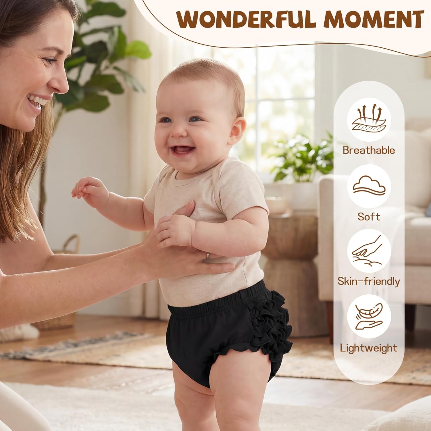 Durio Baby Bloomers for Toddler Girls Ruffle Diaper Covers for Girls Cute Cotton Baby Girl Shorts - Image 3