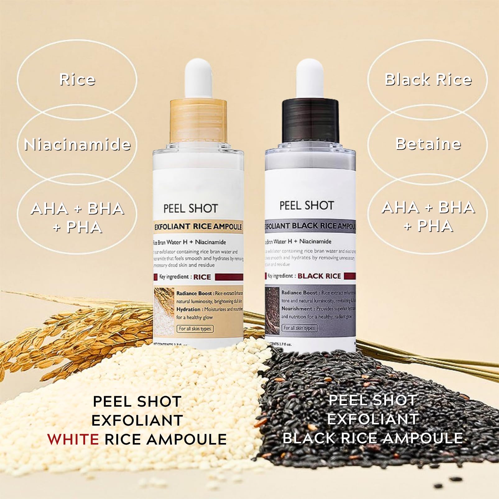 Peel Shot Glow Rice Ampoule Duo, Face Exfoliator Rice Toner - Image 2