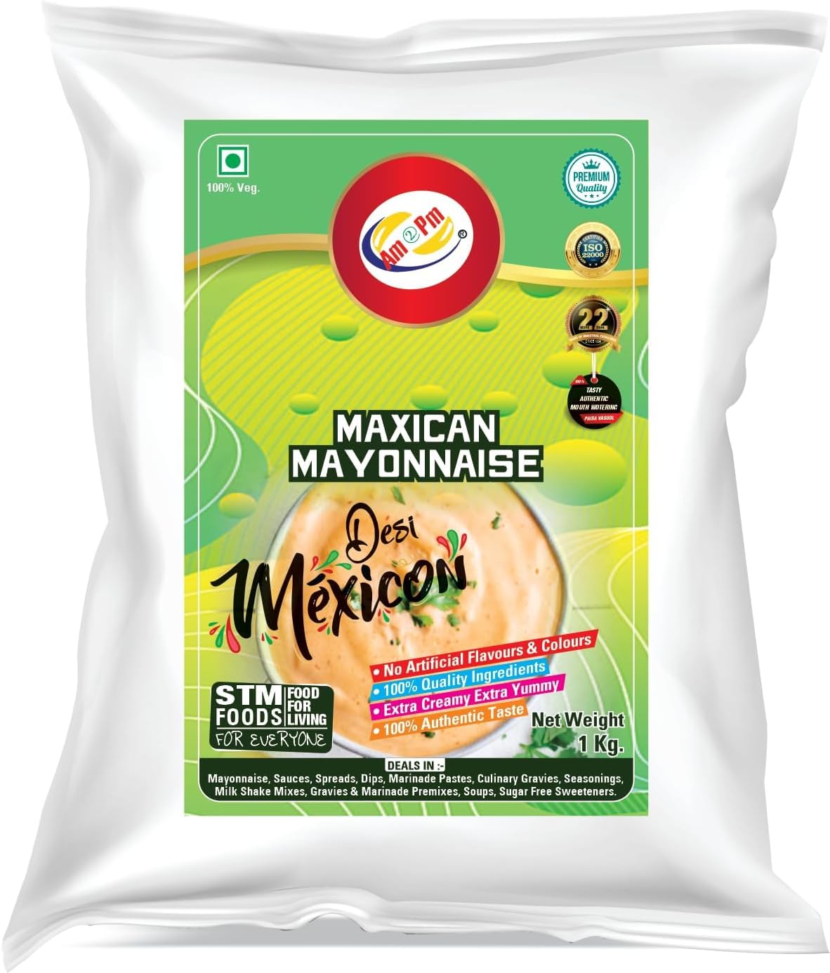 Mexican Mayonnaise 1kg Multipurpose Creamy Sauce For Burgers, Sandwiches Salad Dressing,Veg Non Veg Fried Snack Wraps & Rolls Hot Dog Momos