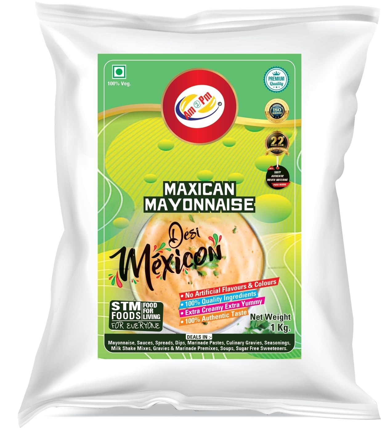 Mexican Mayonnaise 1kg Multipurpose Creamy Sauce For Burgers, Sandwiches Salad Dressing,Veg Non Veg Fried Snack Wraps & Rolls Hot Dog Momos