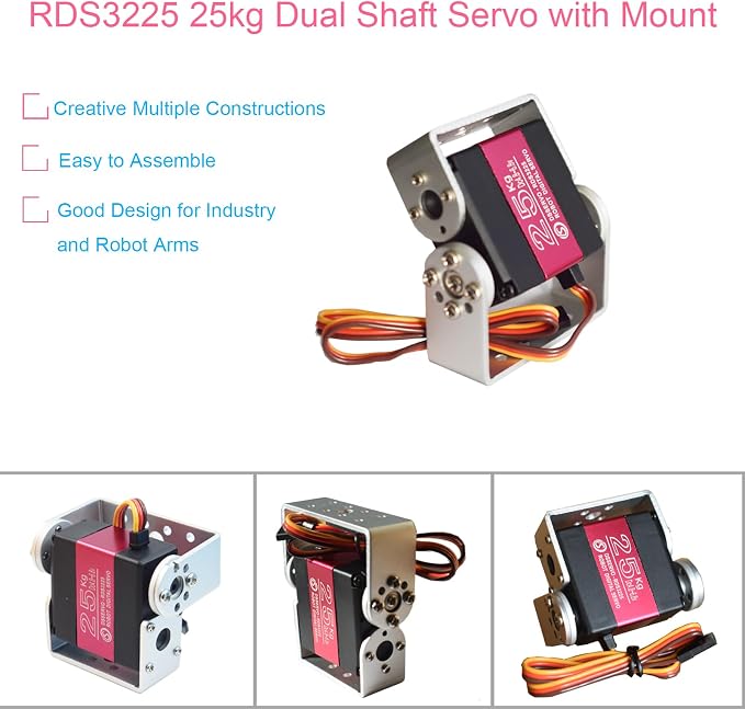 Servomotor RC Digital 25KG Waterproof Dual Shaft 180° miniatura 3
