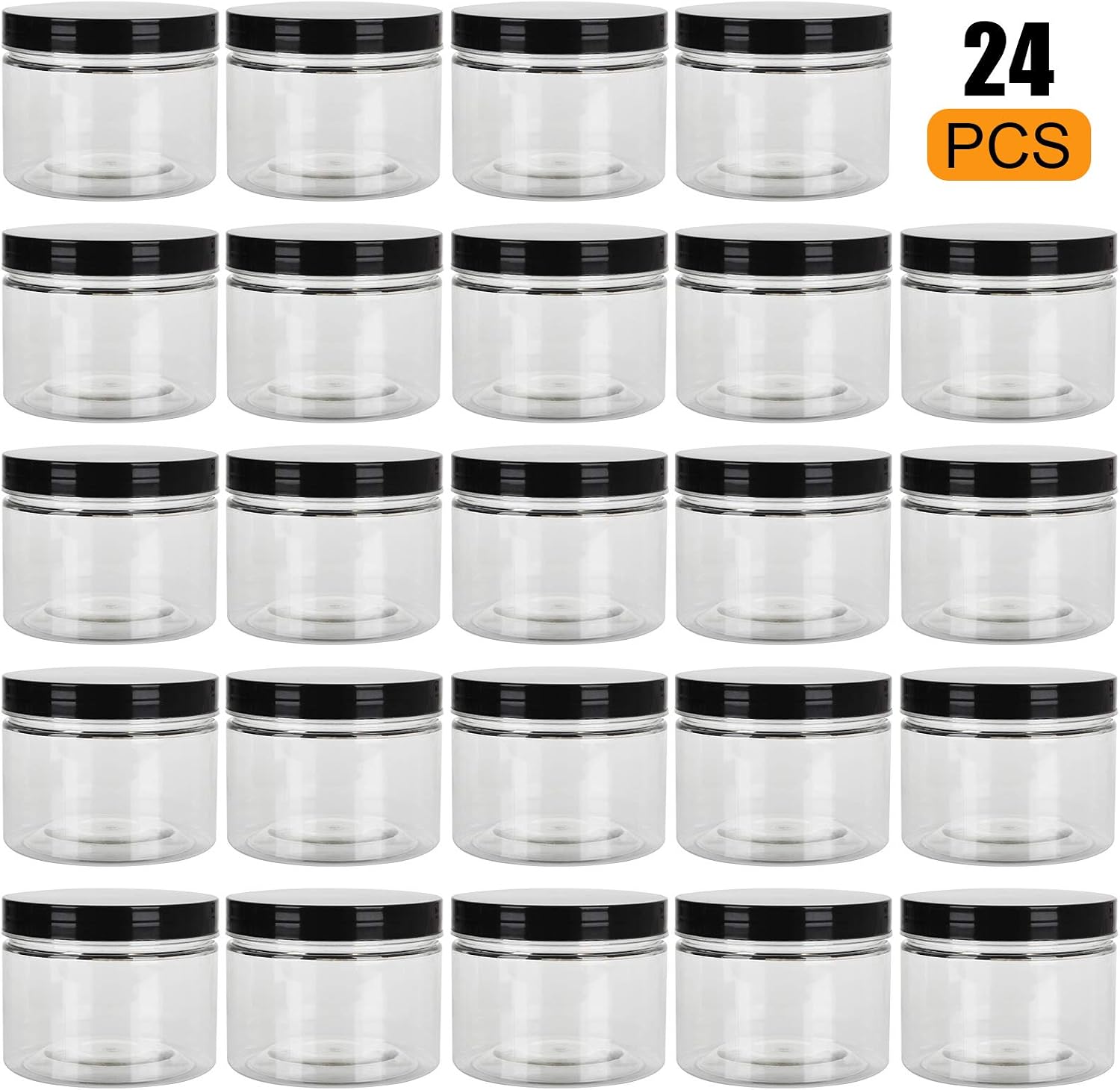 ABuff 18 Pack 10oz Empty Slime Containers, Large Plastic Slime Jars Clear Slime Storage Containers with Lids, Food-Grade Plastic