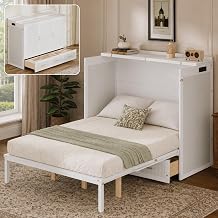Queen Murphy Bed Cabinet & Queen Hideaway Bed with Storage White