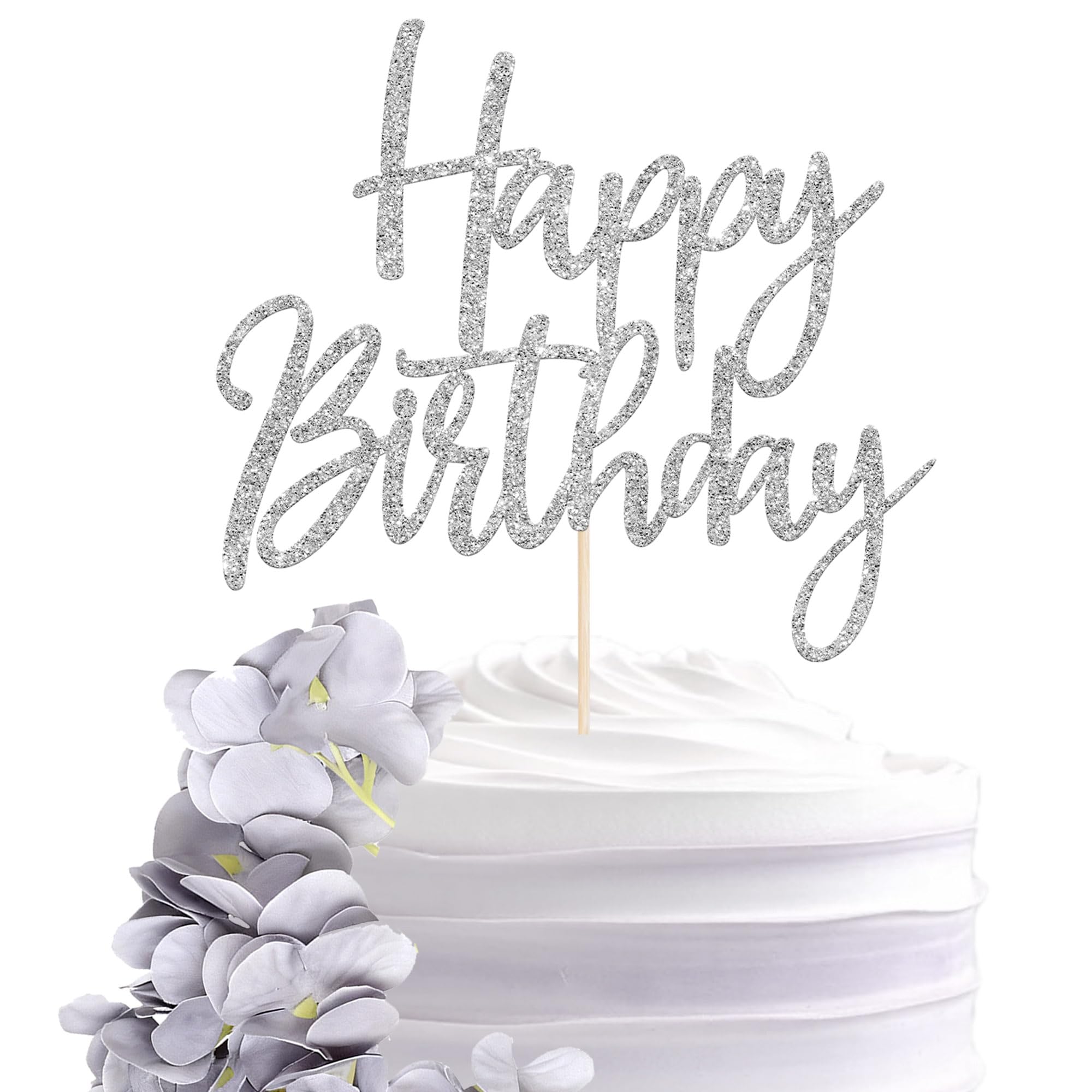 6 Pack Happy Birthday Cake Topper Flower Cake Decorations Artificial Flowers Cake Picks for Celebrating Birthday Anniversary Theme Party Cake Decorations Supplies