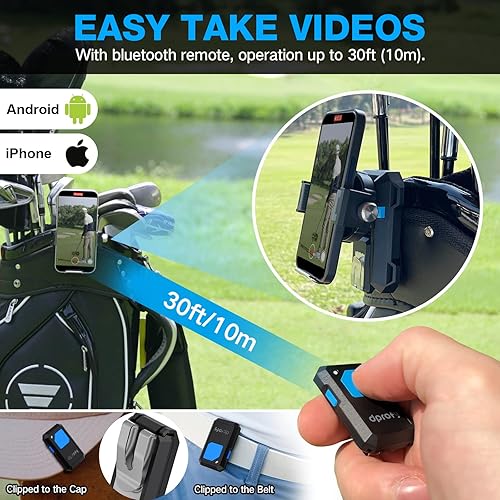 Miniatura 3 de Dprofy Organizador magnético para teléfono de golf, soporte para teléfono para carrito de golf, graba tu swing de golf con control remoto