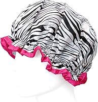 Vista 5 de Wrapables® Elegantes gorros de ducha impermeables de doble capa (juego de 4), estampado animal y puntos